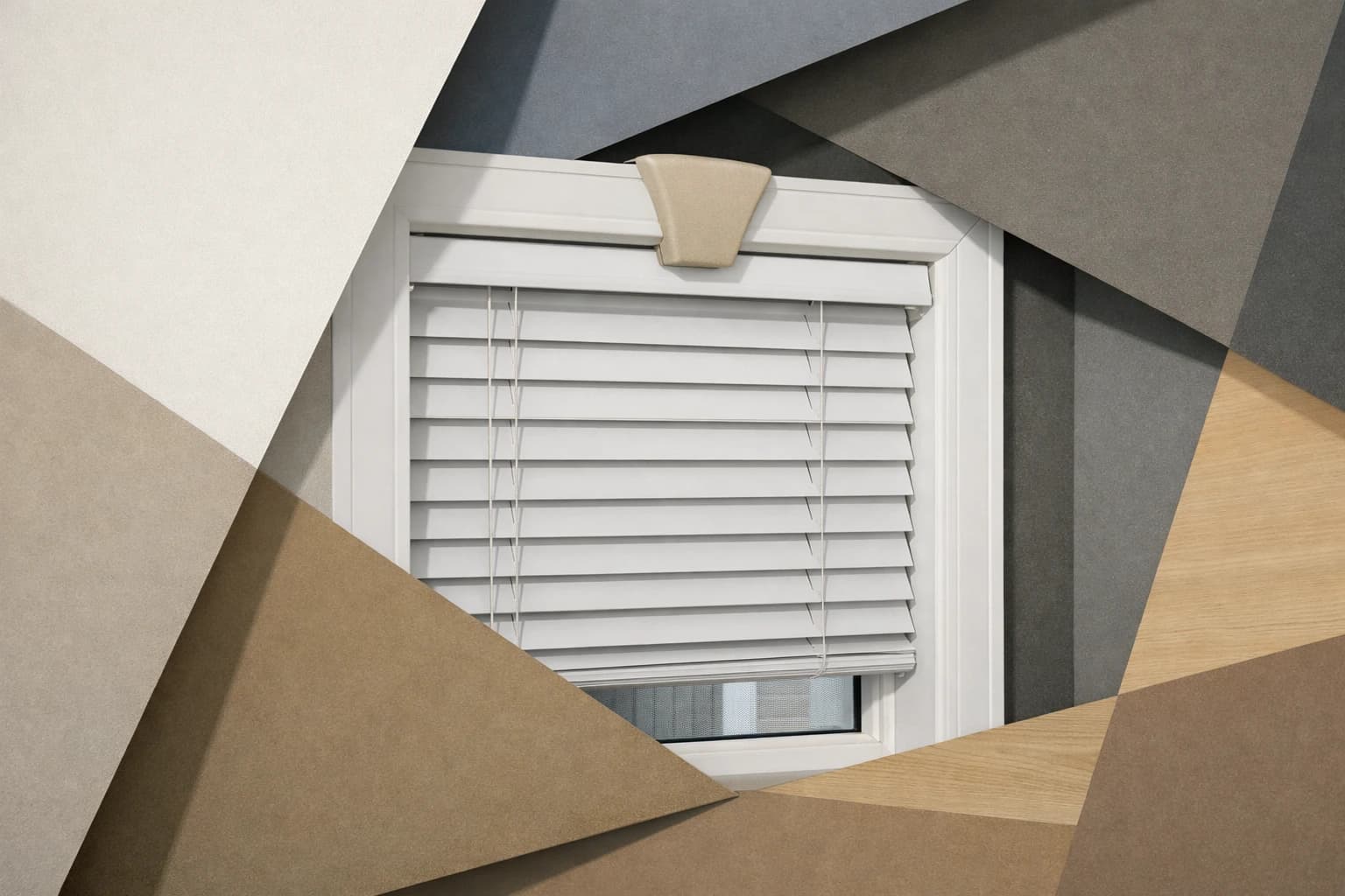 Store fenêtre intérieur sans perçage: design géométrique abstrait et dynamique pour une installation facile et moderne.