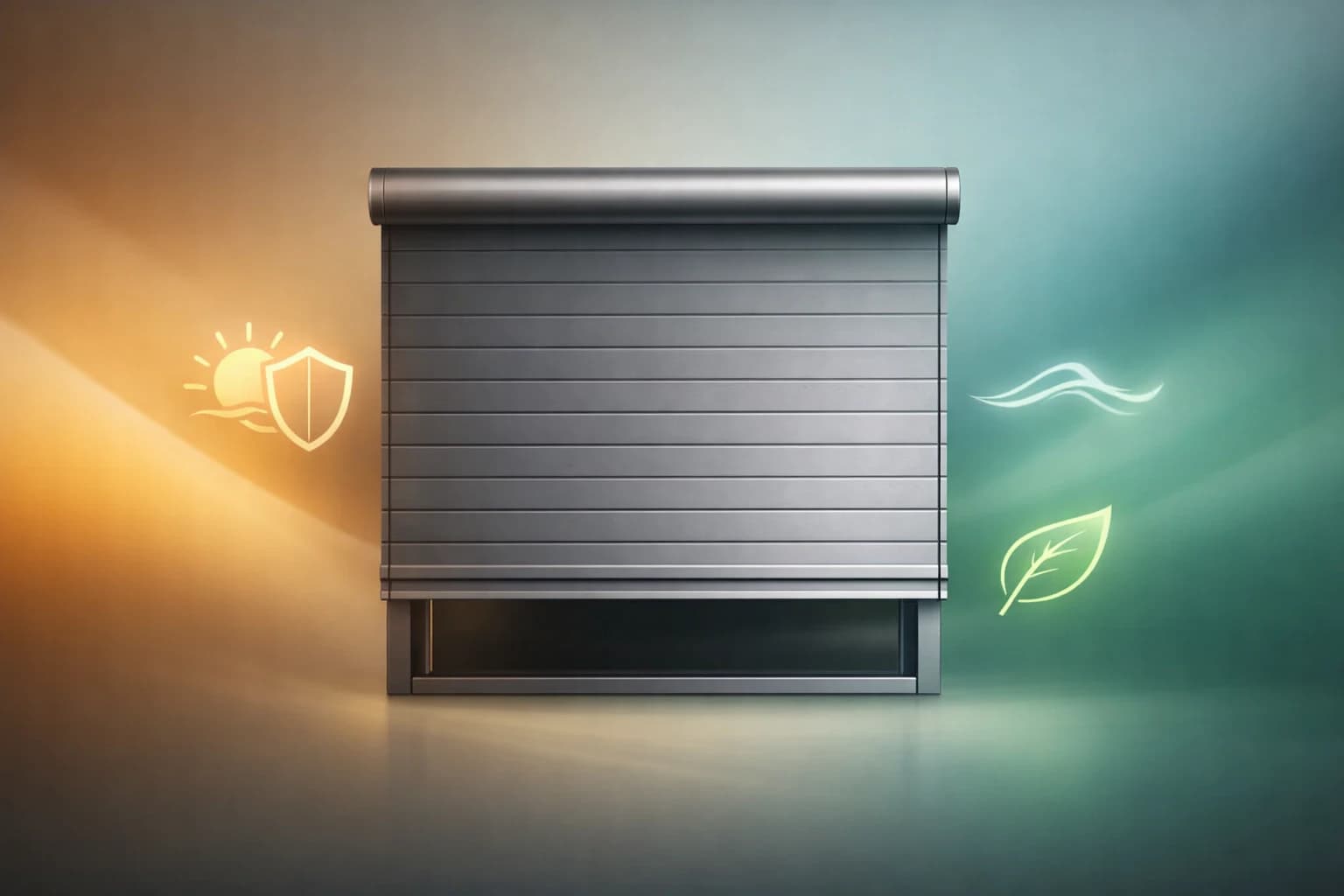 Store intelligent pour exposition sud, design moderne et durable, icônes d'efficacité énergétique solaire.